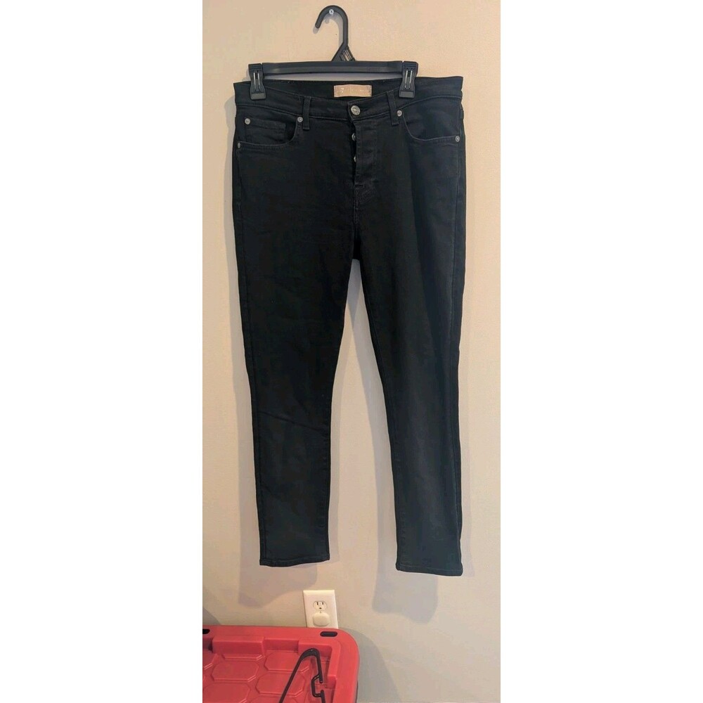 7 For All Mankind Women's Sz 32 Josefina Boyfriend Jeans Black Denim Button Fly